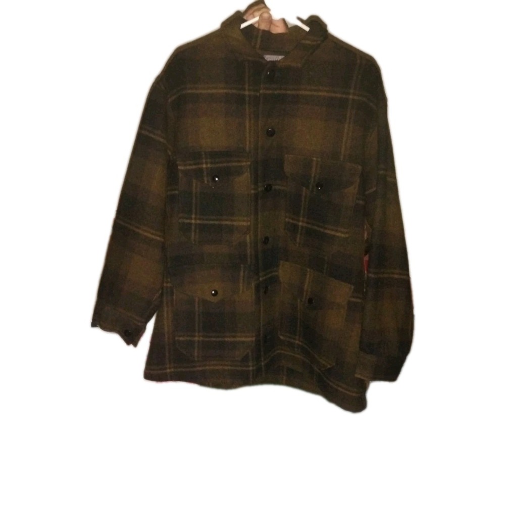 Vtg  60s Pendleton Wool Mackinaw Hunting Coat Plaid Field w/ rear Bird Game...